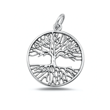 Load image into Gallery viewer, Sterling Silver Oxidized And High Polished Tree Of Life Pendant