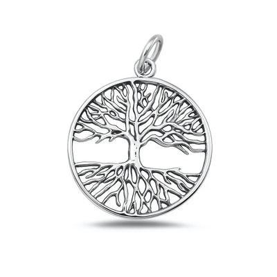 Sterling Silver Oxidized And High Polished Tree Of Life Pendant
