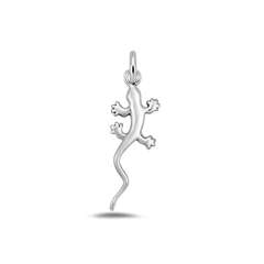 Sterling Silver High Polished And Oxidized Gecko Pendant