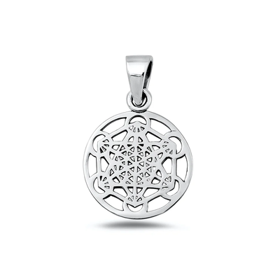 Sterling Silver Oxidized And High Polished Metatron Pendant
