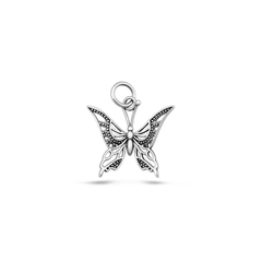 Sterling Silver High Polished And Oxidized Butterfly Pendant