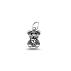 Sterling Silver Oxidized And High Polished Teddy Bear Pendant