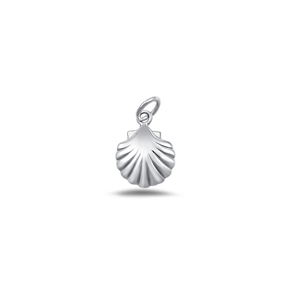 Sterling Silver Oxidized And High Polished Seashell Pendant