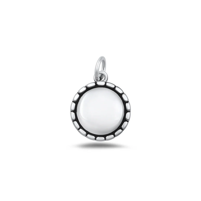 Sterling Silver Oxidized And High Polished Round Pendant