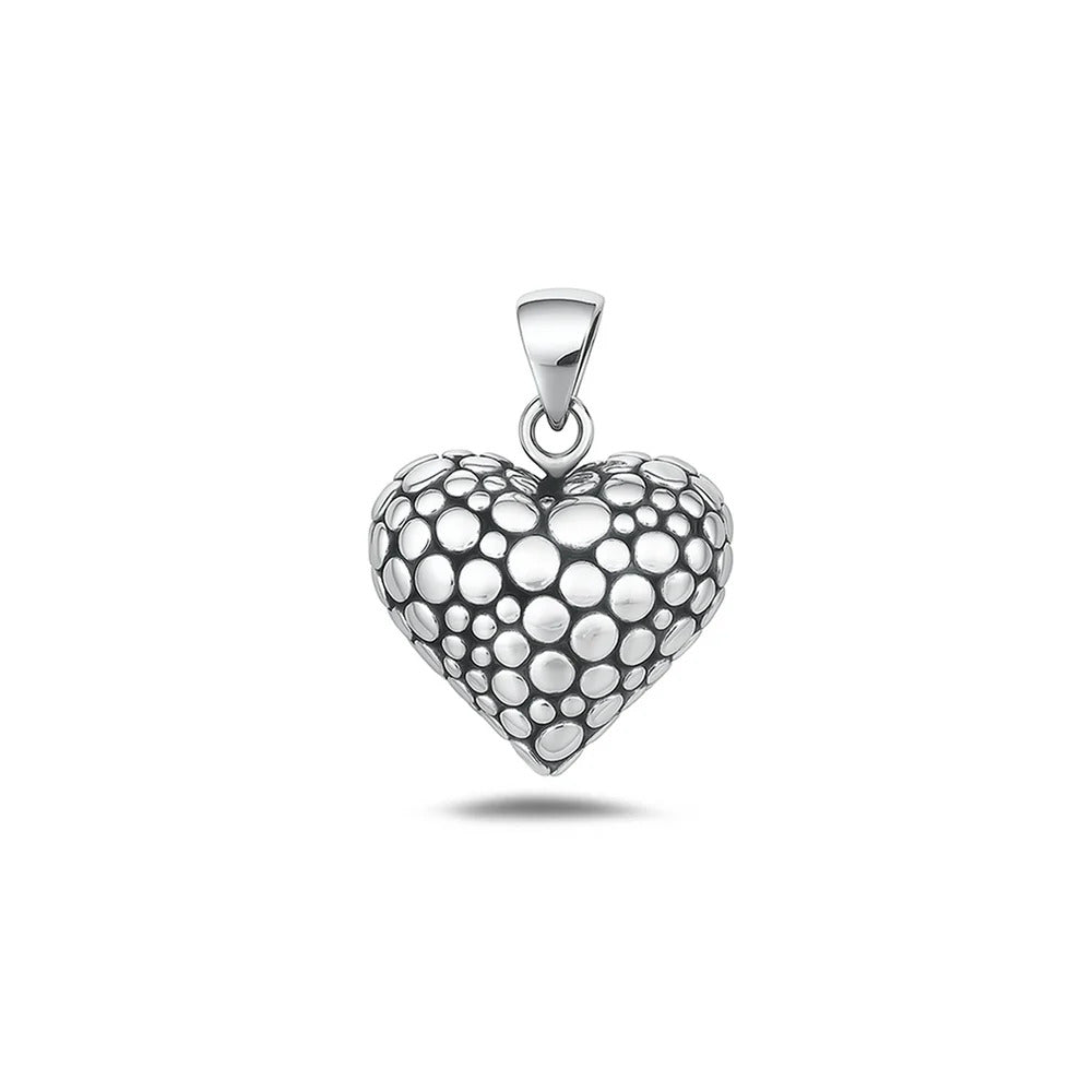 Sterling Silver Oxidized And High Polished Heart Pendant