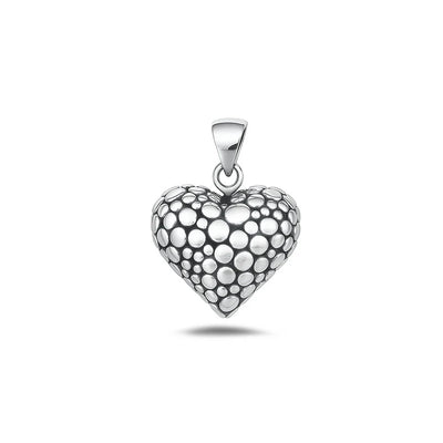 Sterling Silver Oxidized And High Polished Heart Pendant