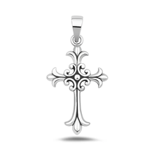 Load image into Gallery viewer, Sterling Silver Oxidized And High Polished Cross Pendant