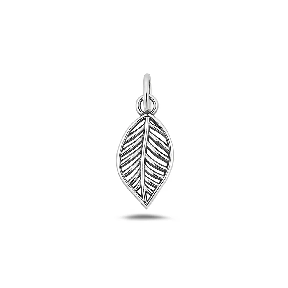 Sterling Silver Oxidized And High Polished Leaf Pendant