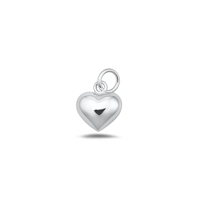Sterling Silver High Polished And Oxidized Heart Puff Pendant