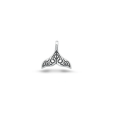 Sterling Silver High Polished And Oxidized Tribal Whale Tail Pendant
