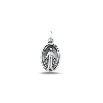 Sterling Silver Oxidized And High Polished Virgin Mary Pendant