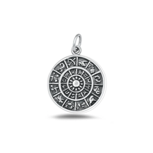 Load image into Gallery viewer, Sterling Silver Oxidized And High Polished Zodizc Chart Pendant