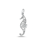Sterling Silver Oxidized And High Polished Seahorse Pendant