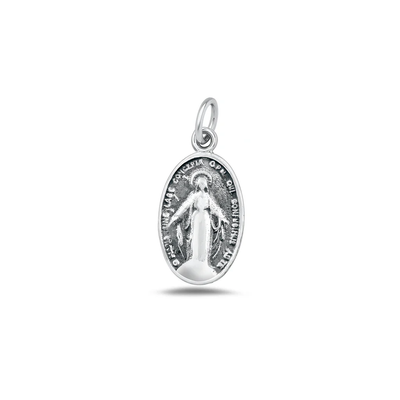 Sterling Silver High Polished And Oxidized Virgin Mary Pendant
