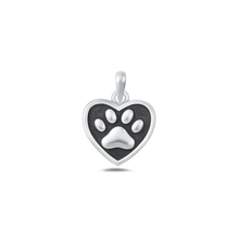 Load image into Gallery viewer, Sterling Silver Oxidized Paw Print Heart Pendant
