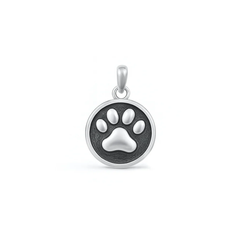 Sterling Silver Oxidized Paw Print Pendant