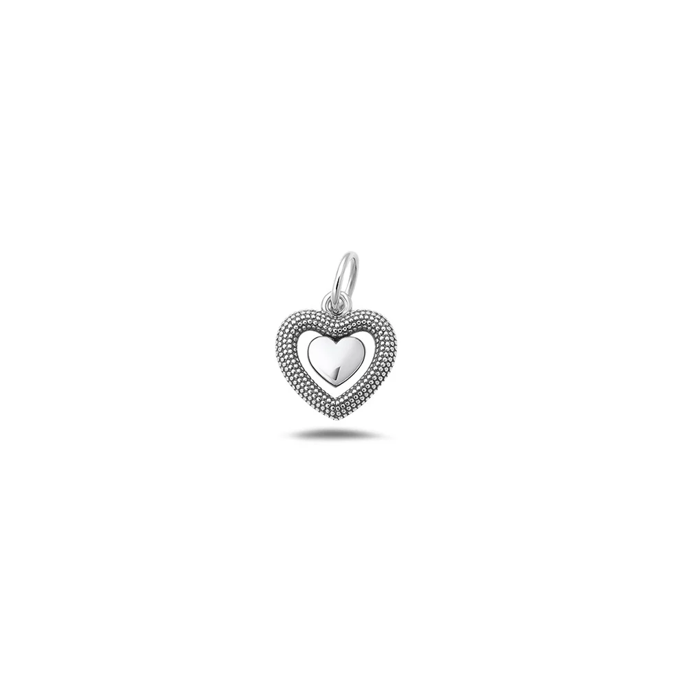 Sterling Silver Oxidized And Polished Heart Pendant