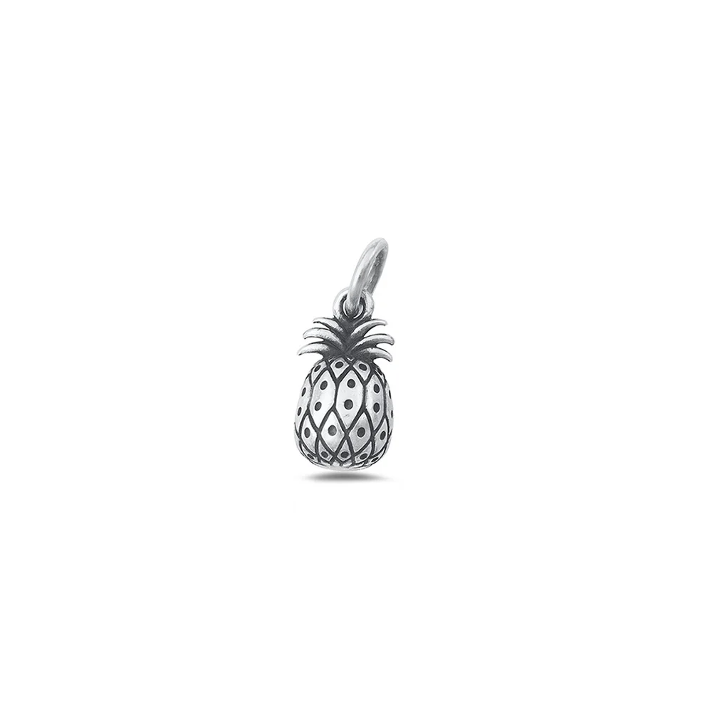 Sterling Silver Oxidized And Polished Pineapple Pendant