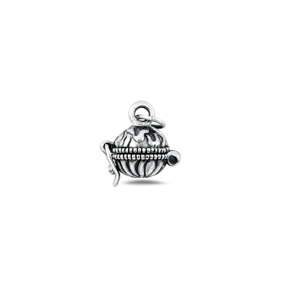 Sterling Silver Oxidized And Polished Prayer Canister Pendant