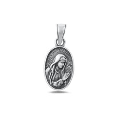 Sterling Silver Oxidized And High Polished Virgin Mary Pendant