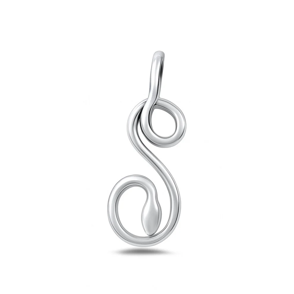 Sterling Silver Oxidized And Polished Snake Pendant