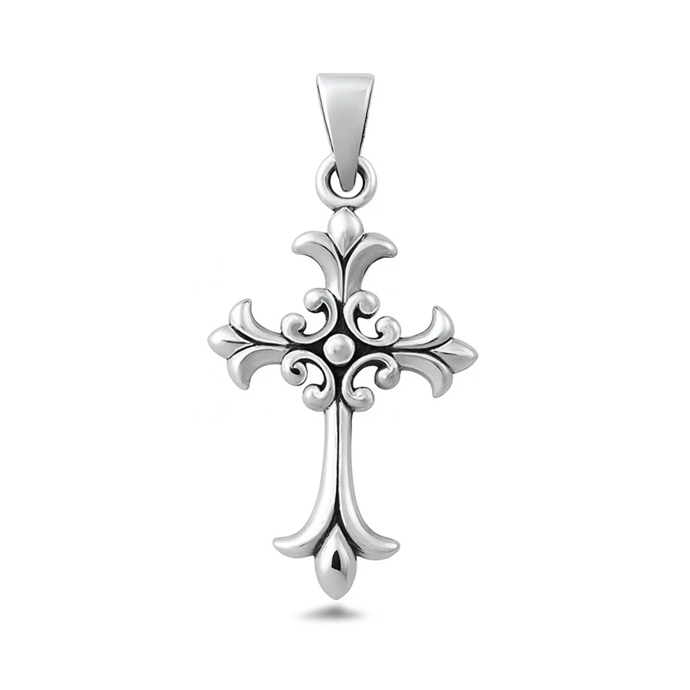 Sterling Silver Oxidized And Polished Cross Pendant