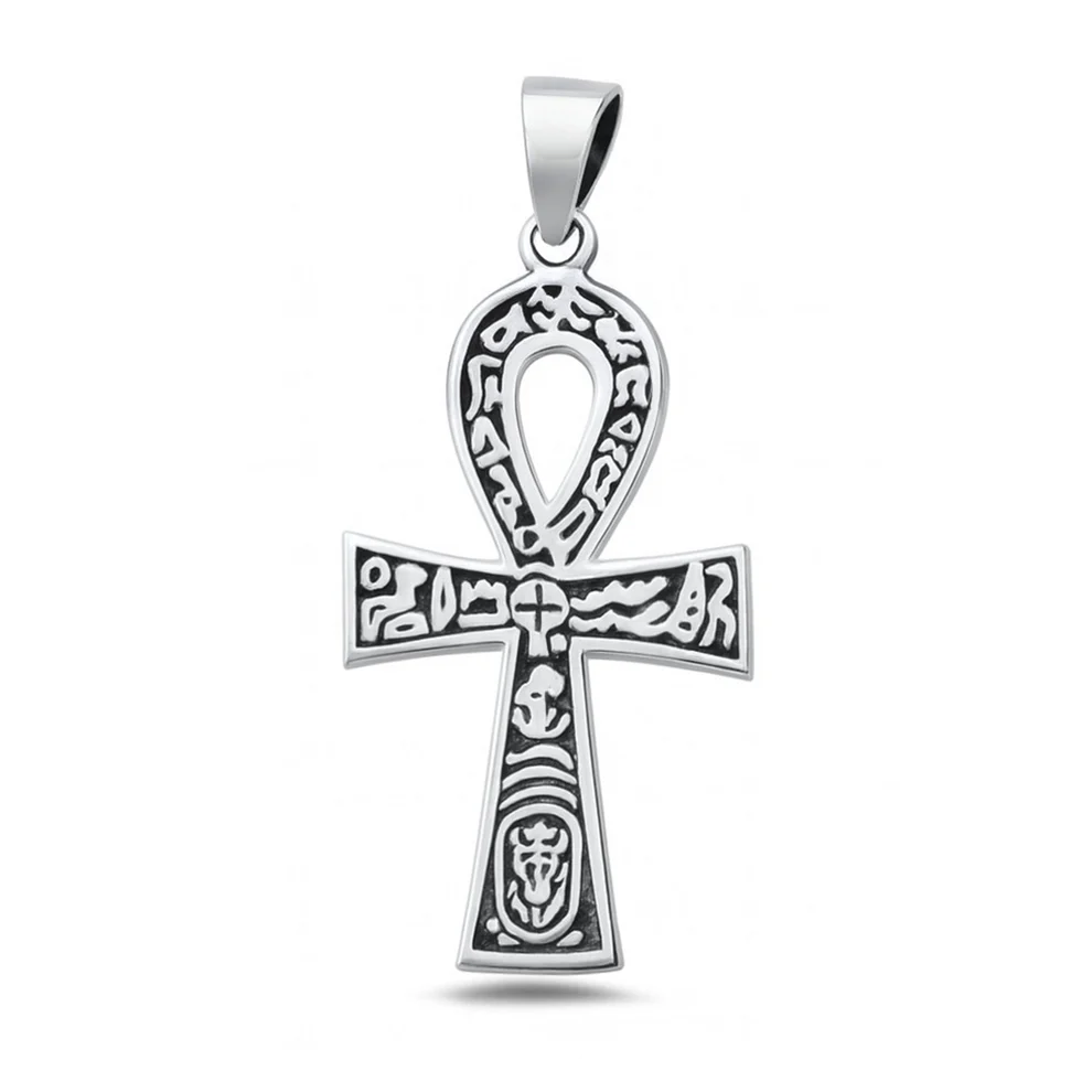 Sterling Silver Oxidized And Polished Egyptian Ankh Pendant