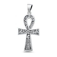 Load image into Gallery viewer, Sterling Silver Oxidized And Polished Egyptian Ankh Pendant