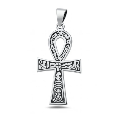 Sterling Silver Oxidized And Polished Egyptian Ankh Pendant
