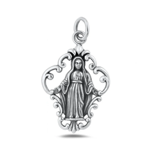 Load image into Gallery viewer, Sterling Silver Oxidized And Polished Virgin Mary Pendant