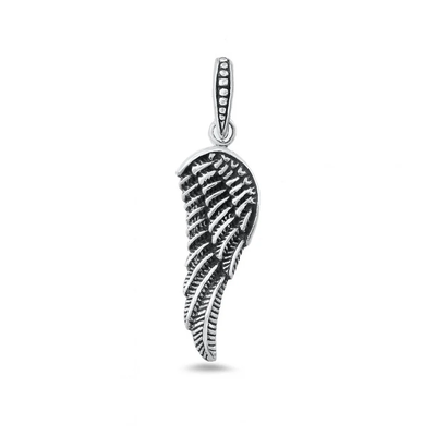 Sterling Silver Oxidized And Polished Angel Wing Pendant