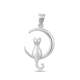 Sterling Silver Oxidized And Polished Cat Pendant