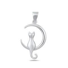 Sterling Silver Oxidized And Polished Cat Pendant