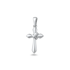 Sterling Silver Oxidized And Polished Cross With Bird Pendant