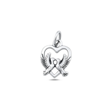 Load image into Gallery viewer, Sterling Silver Oxidized And Polished Lovebirds Pendant