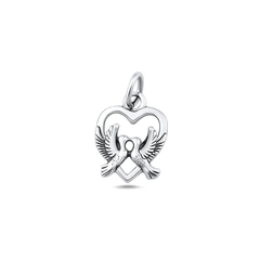 Sterling Silver Oxidized And Polished Lovebirds Pendant