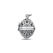 Load image into Gallery viewer, Sterling Silver Oxidized And Polished Floral Prayer Box Pendant