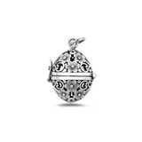 Sterling Silver Oxidized And Polished Floral Prayer Box Pendant