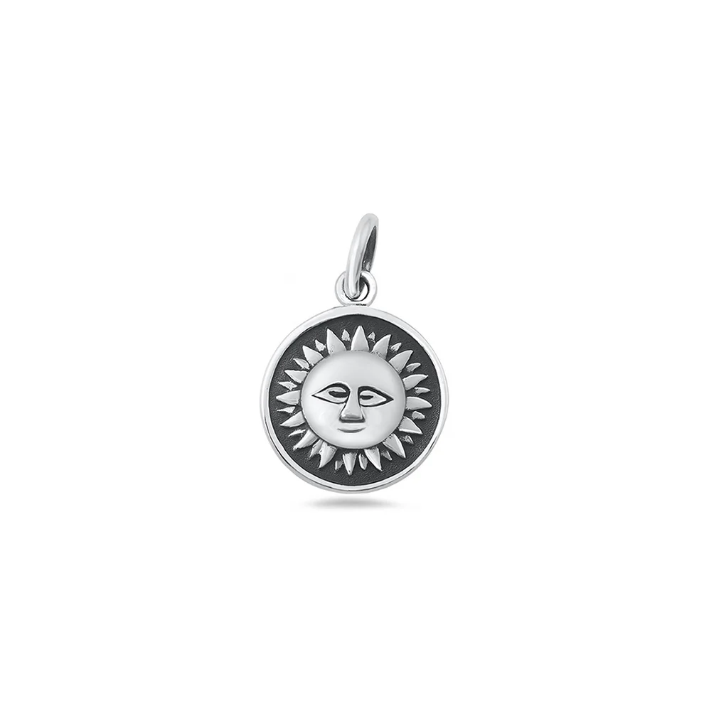 Sterling Silver Oxidized And Polished Sun Moon And Stars Pendant