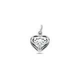 Sterling Silver Oxidized And High Polished Filigree Heart Pendant