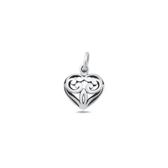 Sterling Silver Oxidized And High Polished Filigree Heart Pendant