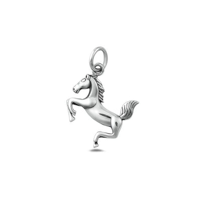 Sterling Silver Oxidized And High Polished Horse Pendant