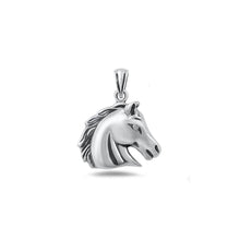 Load image into Gallery viewer, Sterling Silver Oxidized And High Polished 13.3mm Horse Pendant