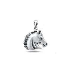 Sterling Silver Oxidized And High Polished 13.3mm Horse Pendant