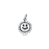 Sterling Silver Oxidized And Polished Happy Face Flower Pendant