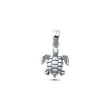 Load image into Gallery viewer, Sterling Silver Oxidized And Polished Sea Turtle Pendant