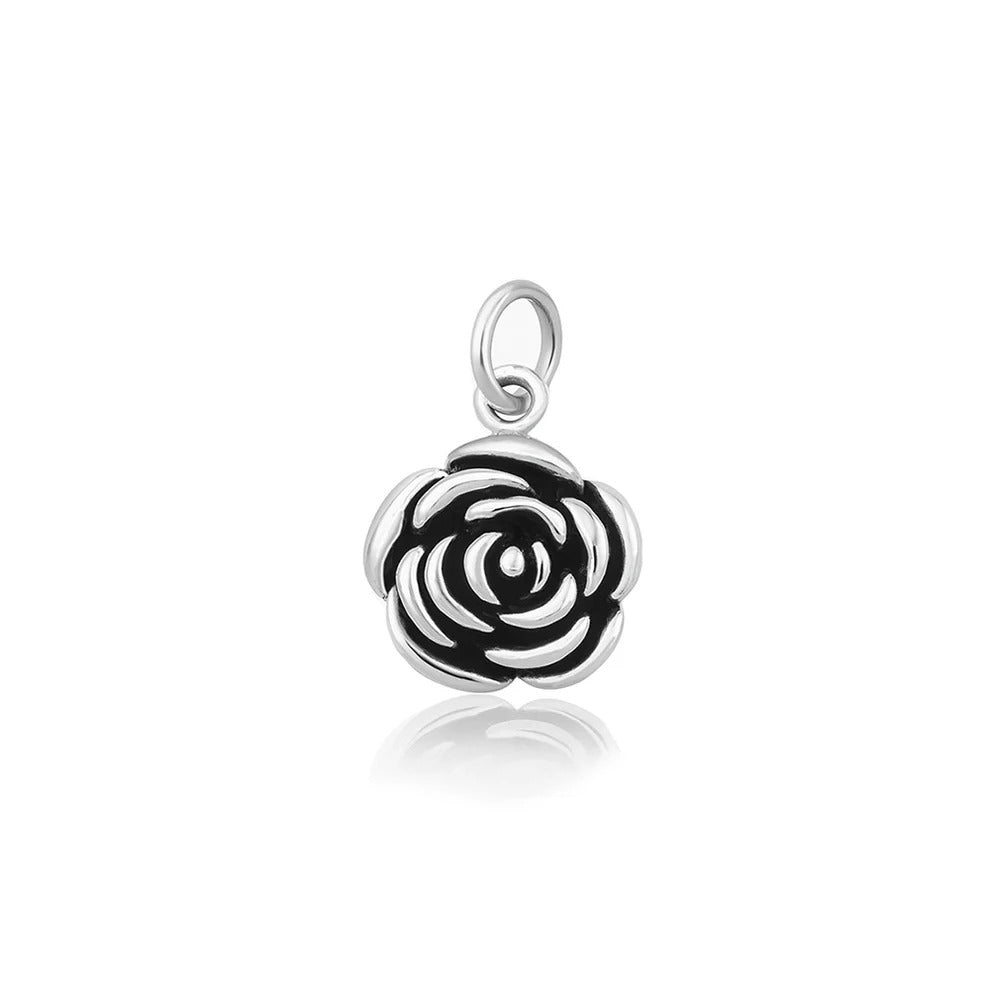 Sterling Silver Oxidized And High Polished Flower Pendant