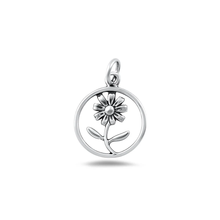 Load image into Gallery viewer, Sterling Silver Oxidized And Polished Flower Pendant