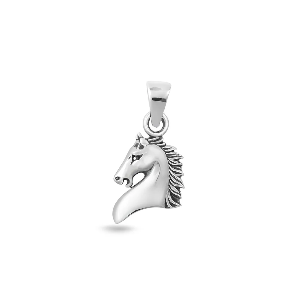 Sterling Silver Oxidized And Polished Horse Pendant