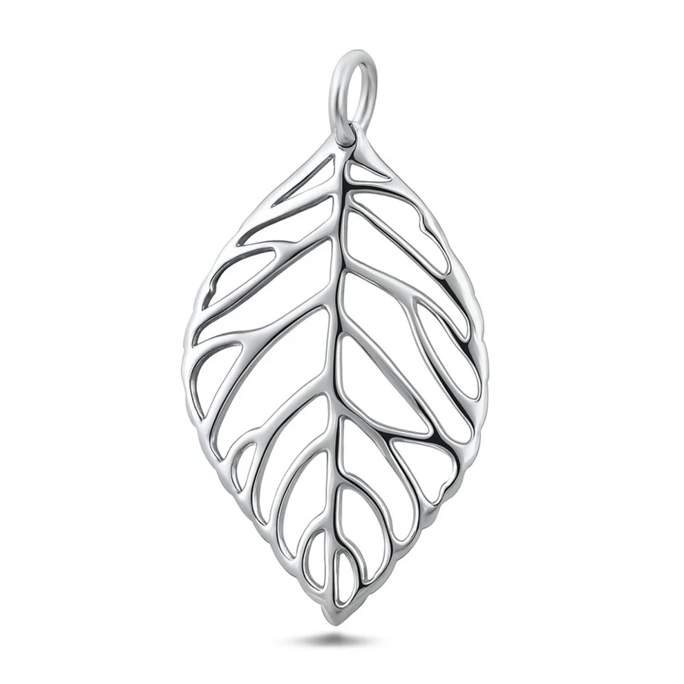 Sterling Silver Oxidized And Polished Leaf Pendant
